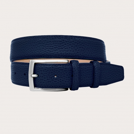 Elk print leather belt, blue