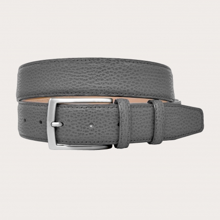 Elegant unisex belt in genuine leather, grey