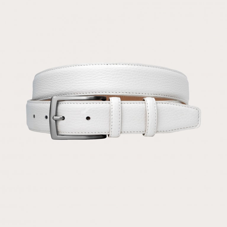 Ceinture élégante en cuir véritable, blanche