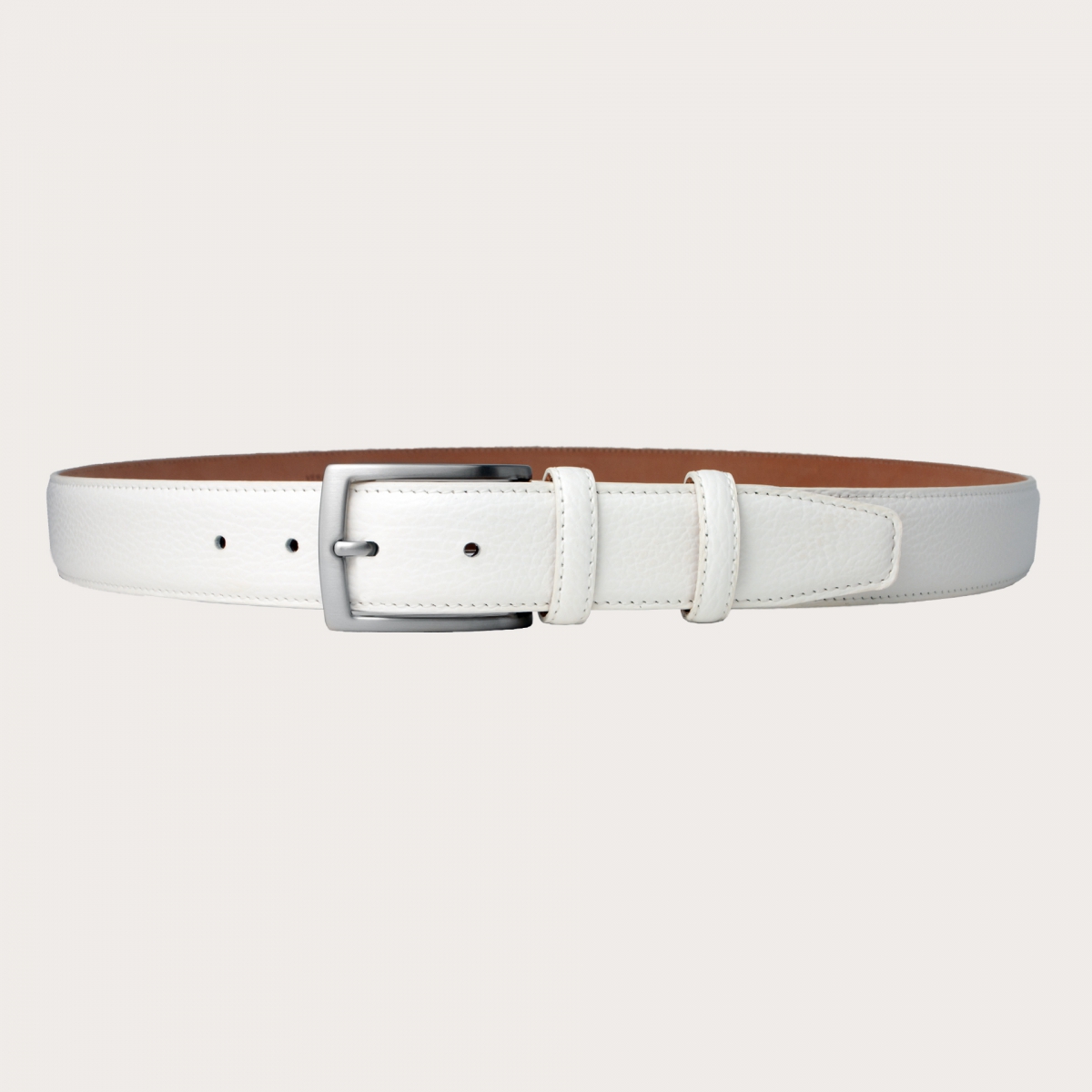 Elegant casual belt in white leather