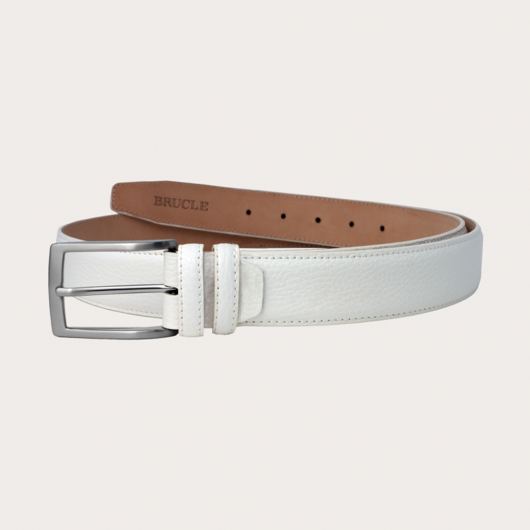 Elegant genuine leather belt, white