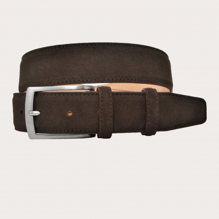 Belt suede leather dark Brown