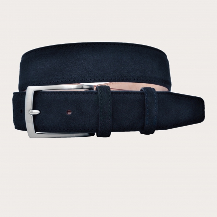 Suede leather belt, blue navy