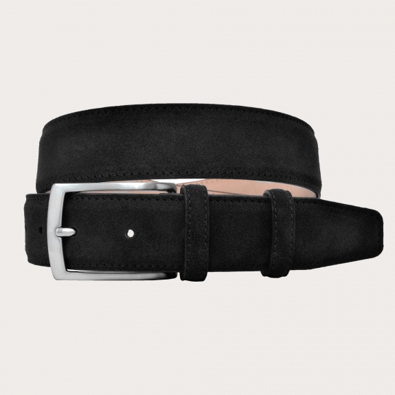 BRUCLE Black suede leather belt