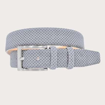 Drilled pattern suede belt, ash grey