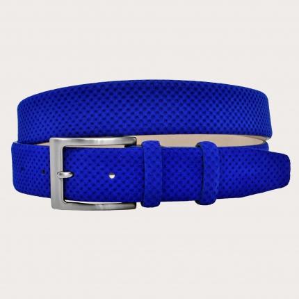 Cinturón con motivo perforado de ante color azul real
