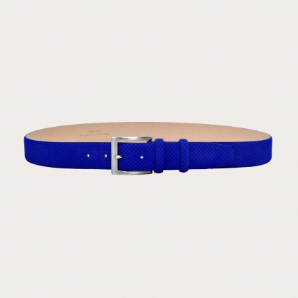 Royal blue suede drilled pattern belt