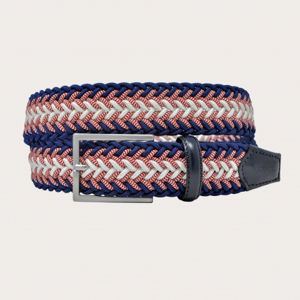 Blue and white braided elastic belt