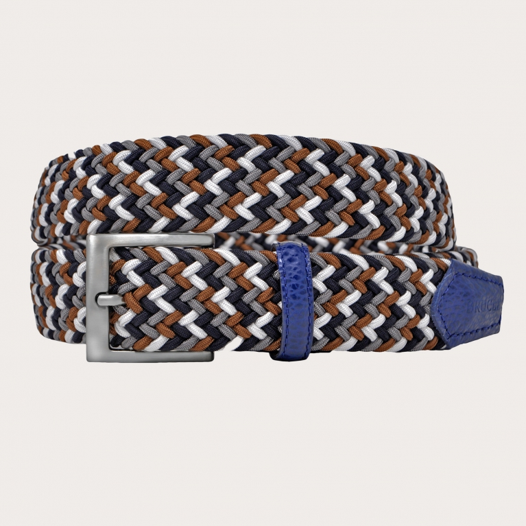 Multicolored elastic braided belt