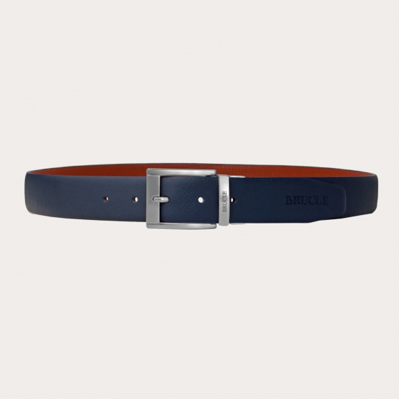 BRUCLE Ceinture réversible bleu marine et cuir