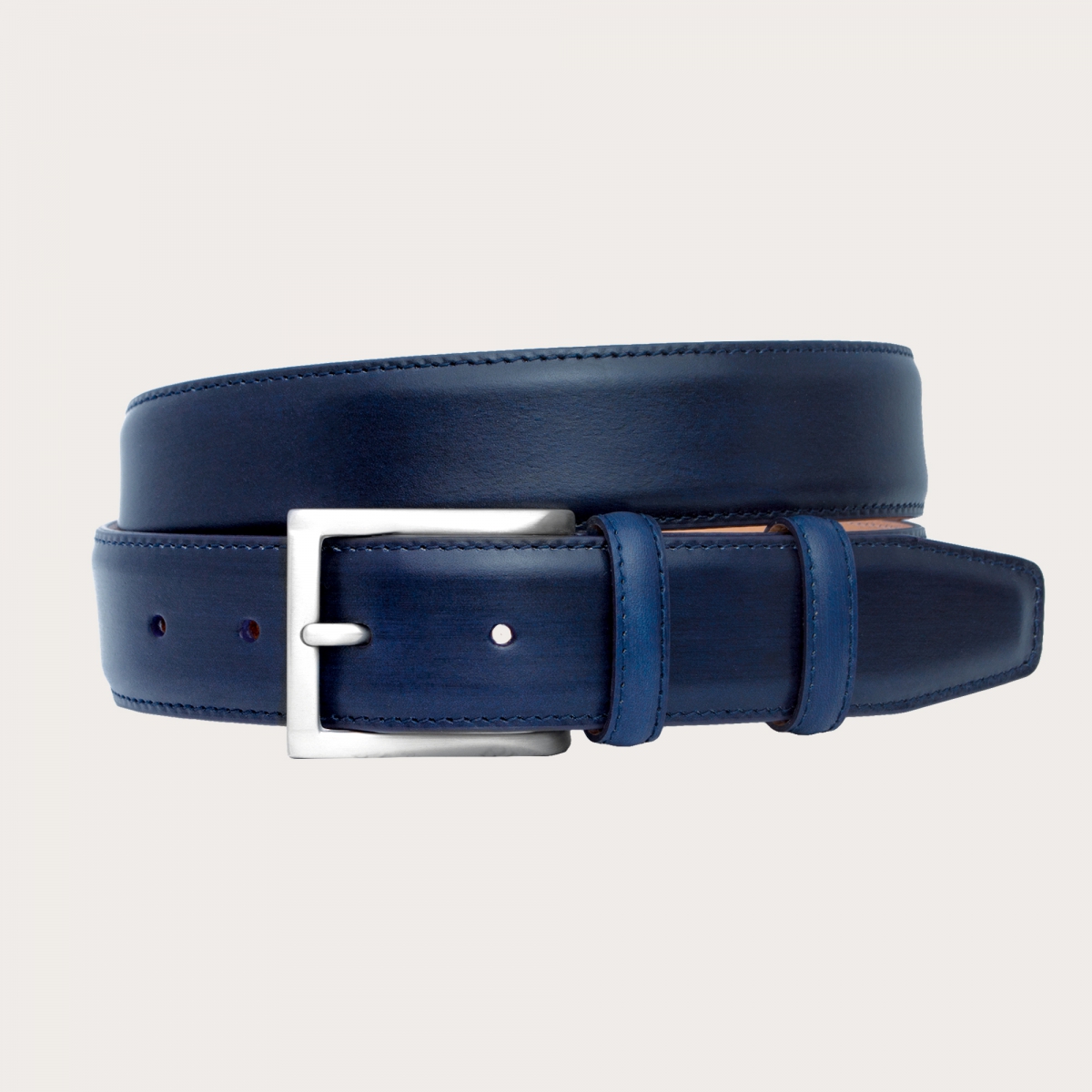 Ceinture brun foncé or en cuir tamponné à la main, sans nichel