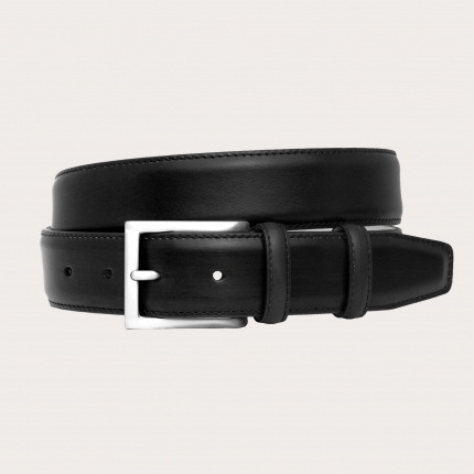 Genuine " handbuffered leather belt, black, nickel free