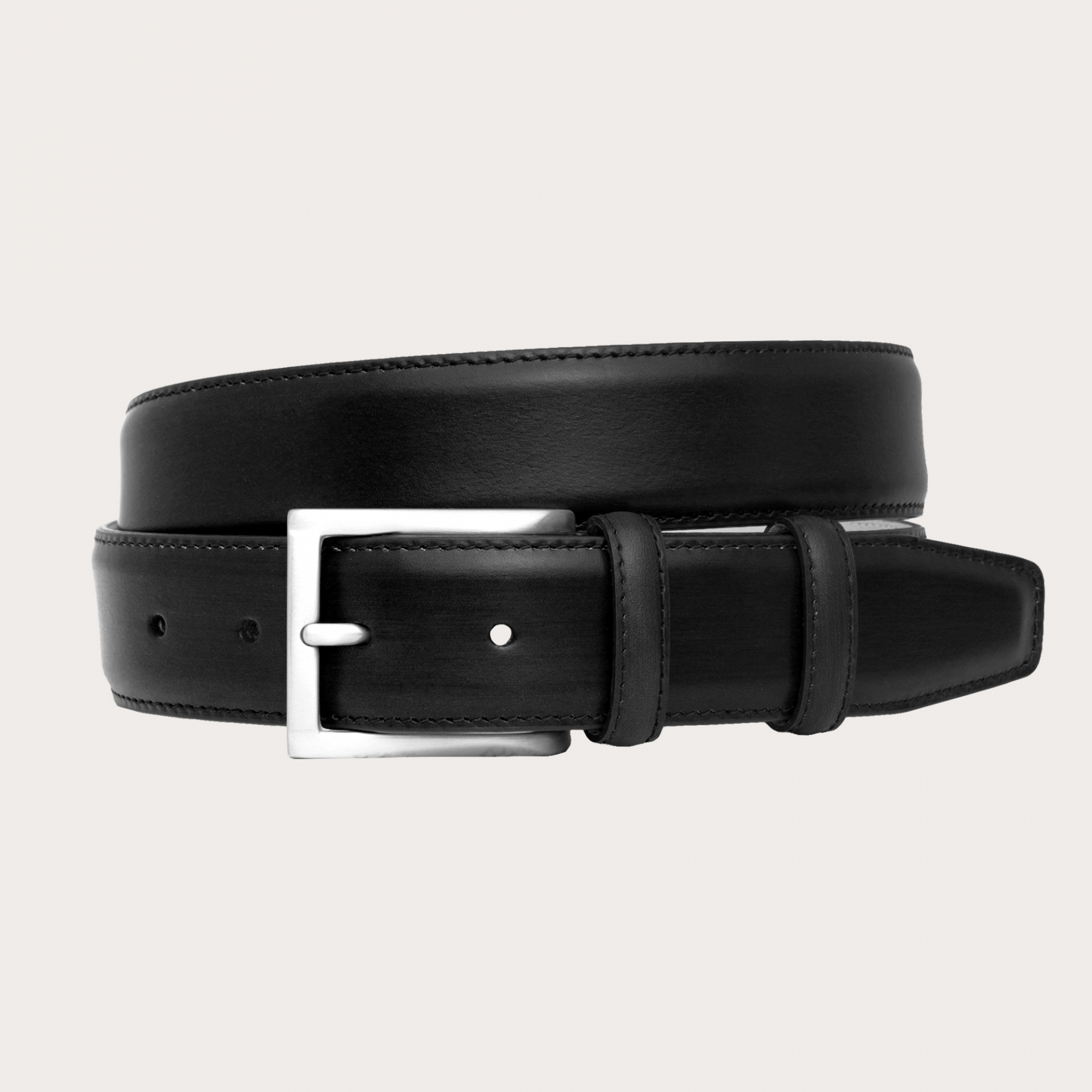 Ceinture brun foncé or en cuir tamponné à la main, sans nichel