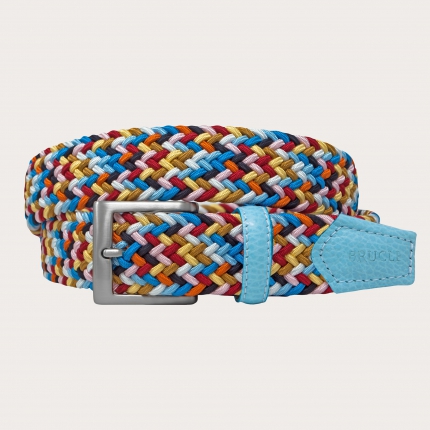 Braided elastic stretch tubular belt, multicolored