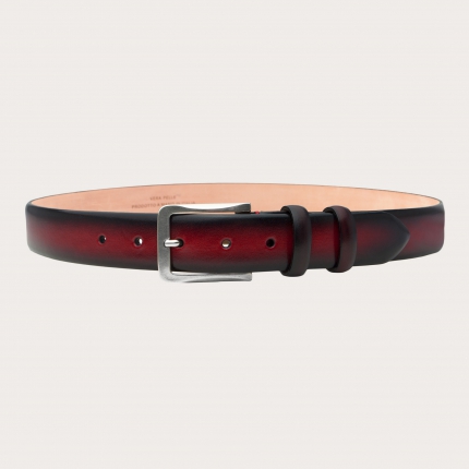 Cinturón de cuero genuino "Cuoio Fiorentino" pulido a mano, rojo