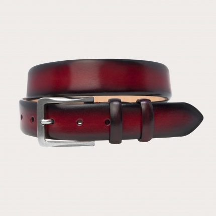 Genuine "Cuoio Fiorentino" handbuffered leather belt, red