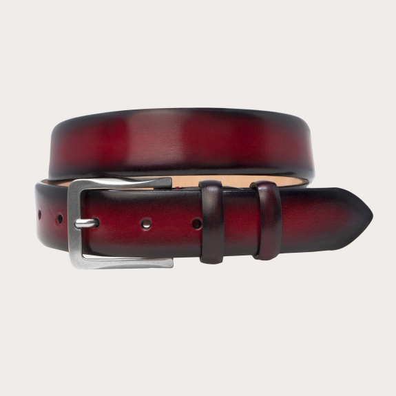 Cinturón de cuero genuino "Cuoio Fiorentino" pulido a mano, rojo