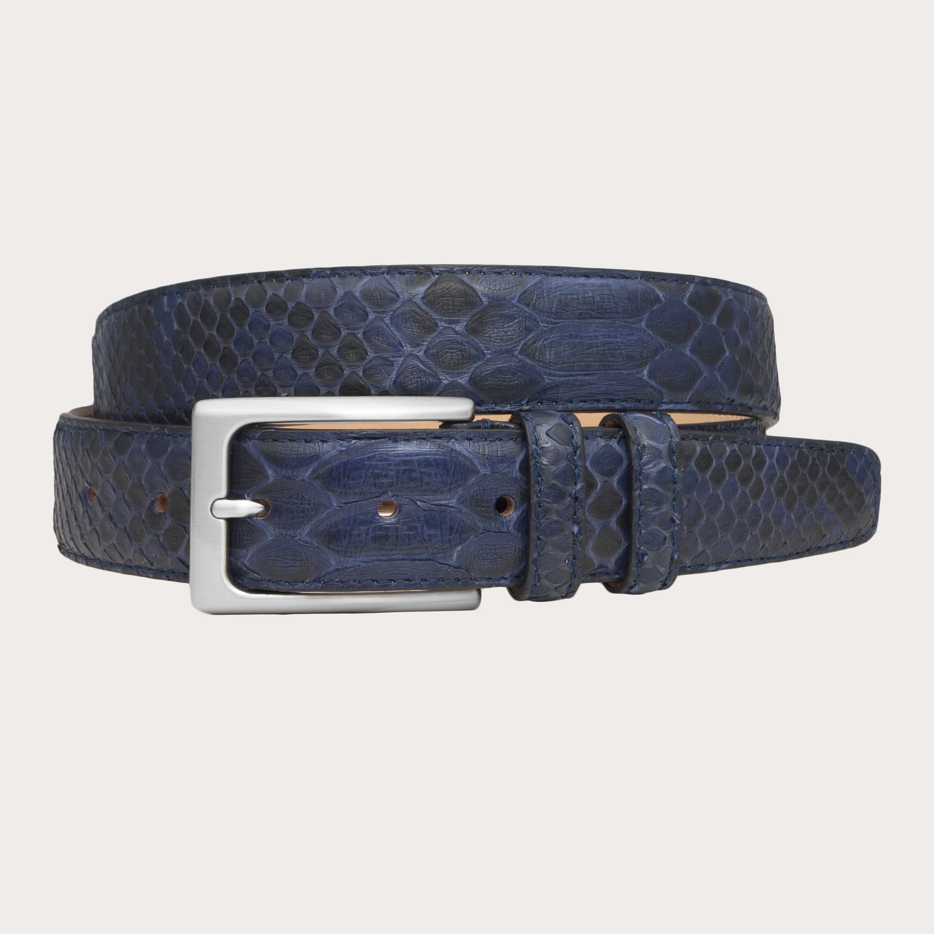 Genuine python belt, blue