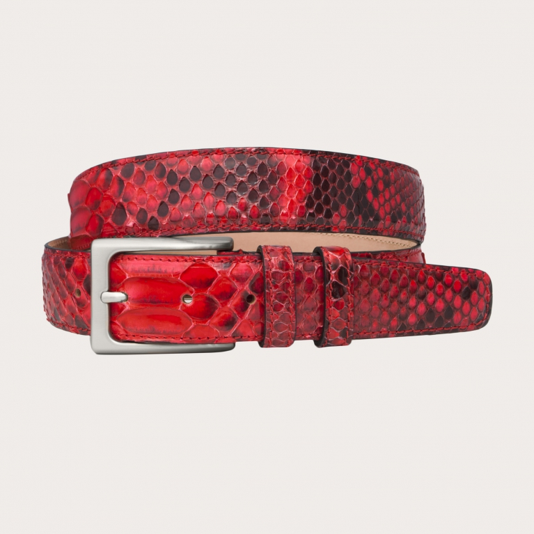 Cintura elegante rossa in pitone lucido