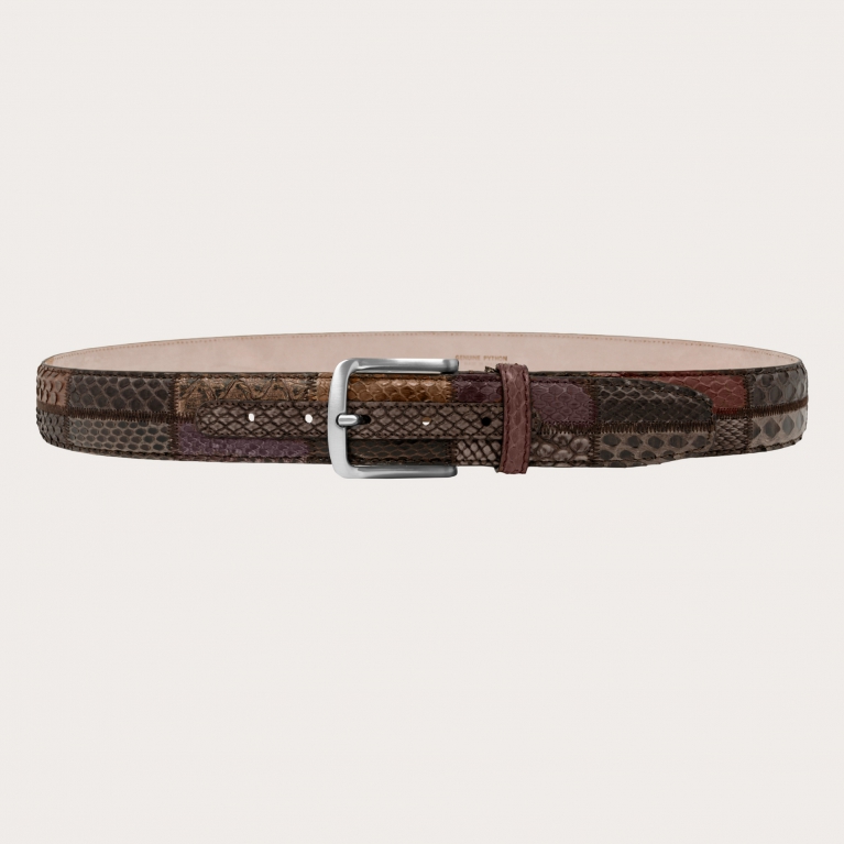 Gürtel Real Python Leder patchwork braun