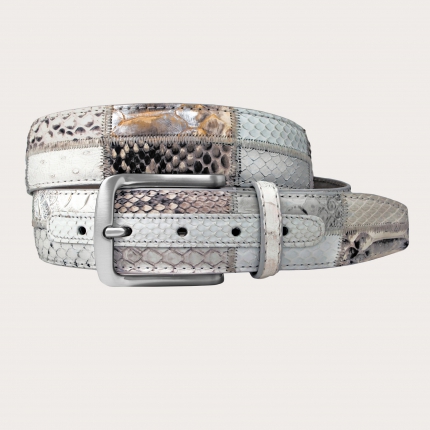 BRUCLE Python patchwork belt shades of white