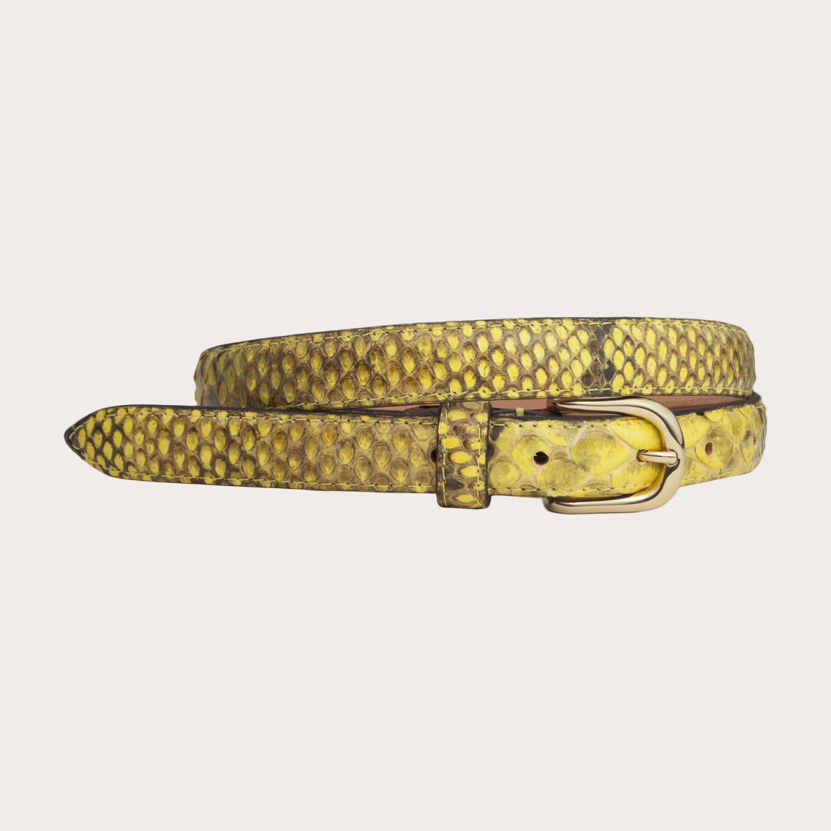 BRUCLE Women's yellow python belt