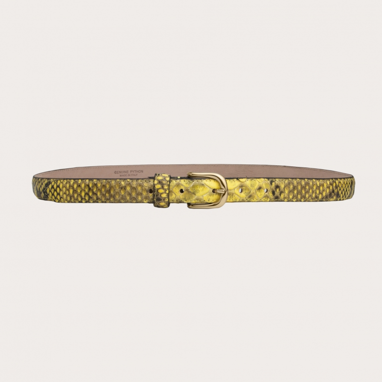 Women's yellow python belt