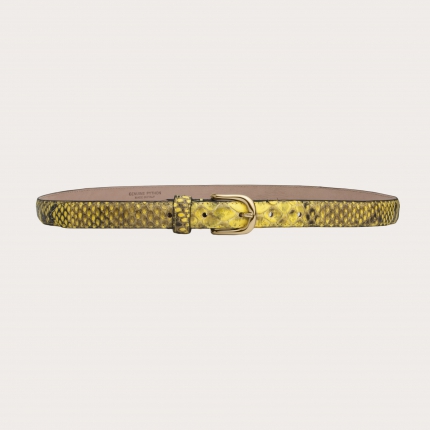 Women's yellow python belt