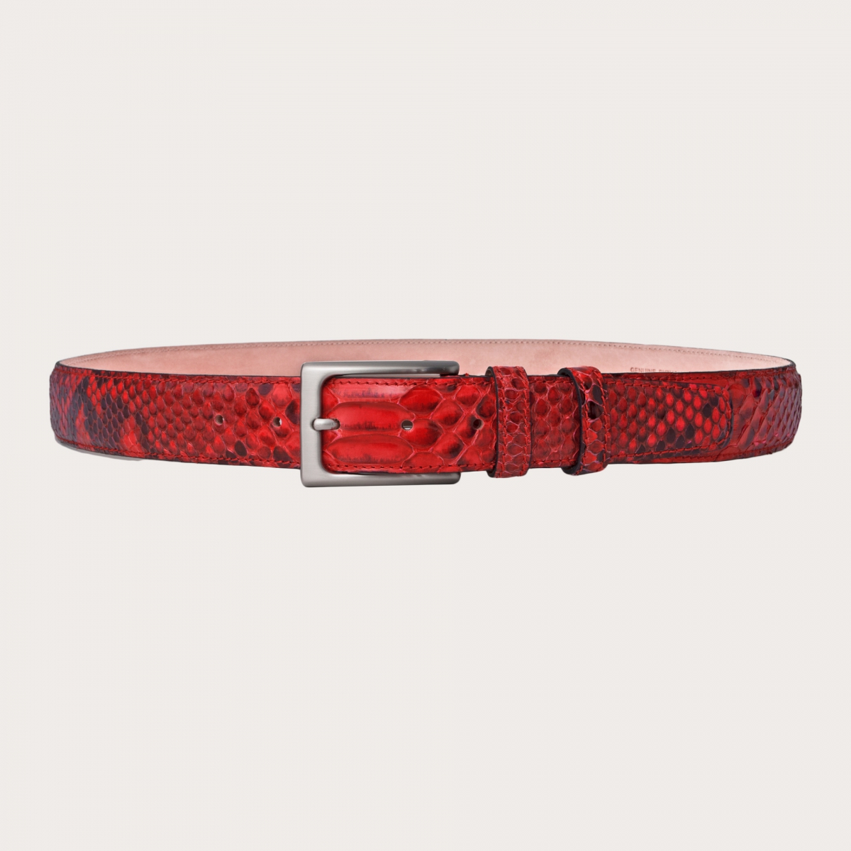 Ceinture en cuir python, rouge