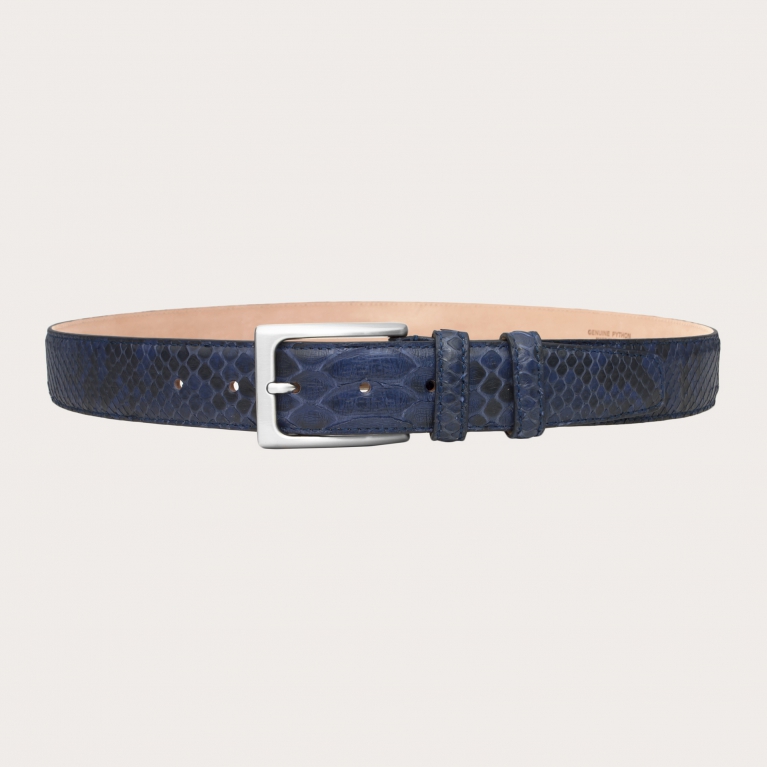 Blue python leather belt