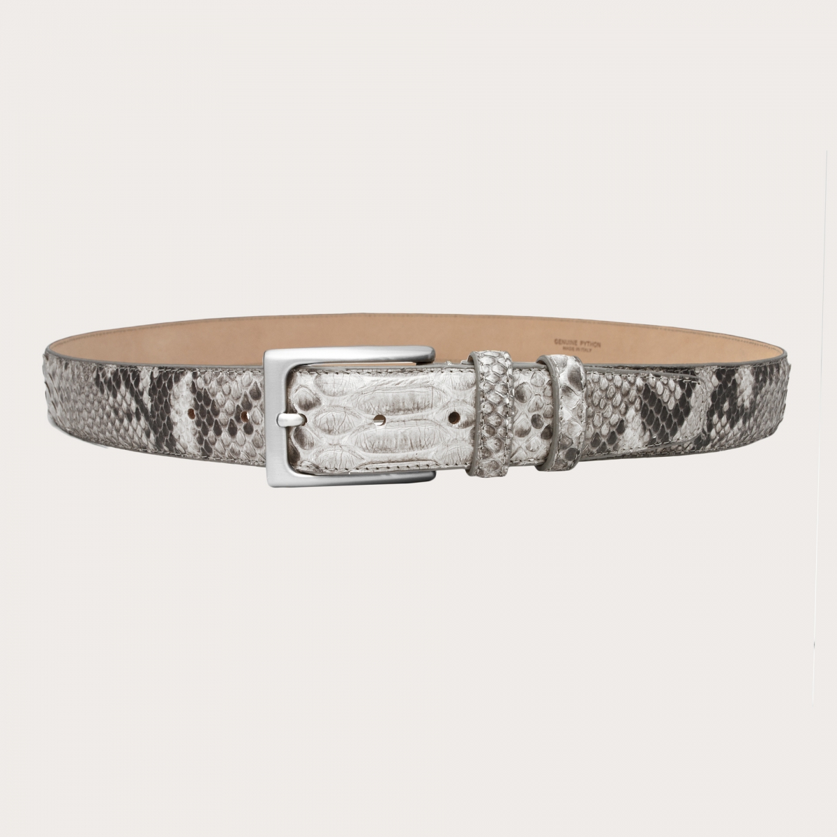 BRUCLE Rock-colored python leather belt