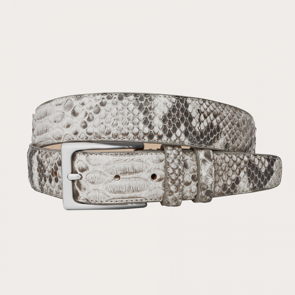 BRUCLE Rock-colored python leather belt