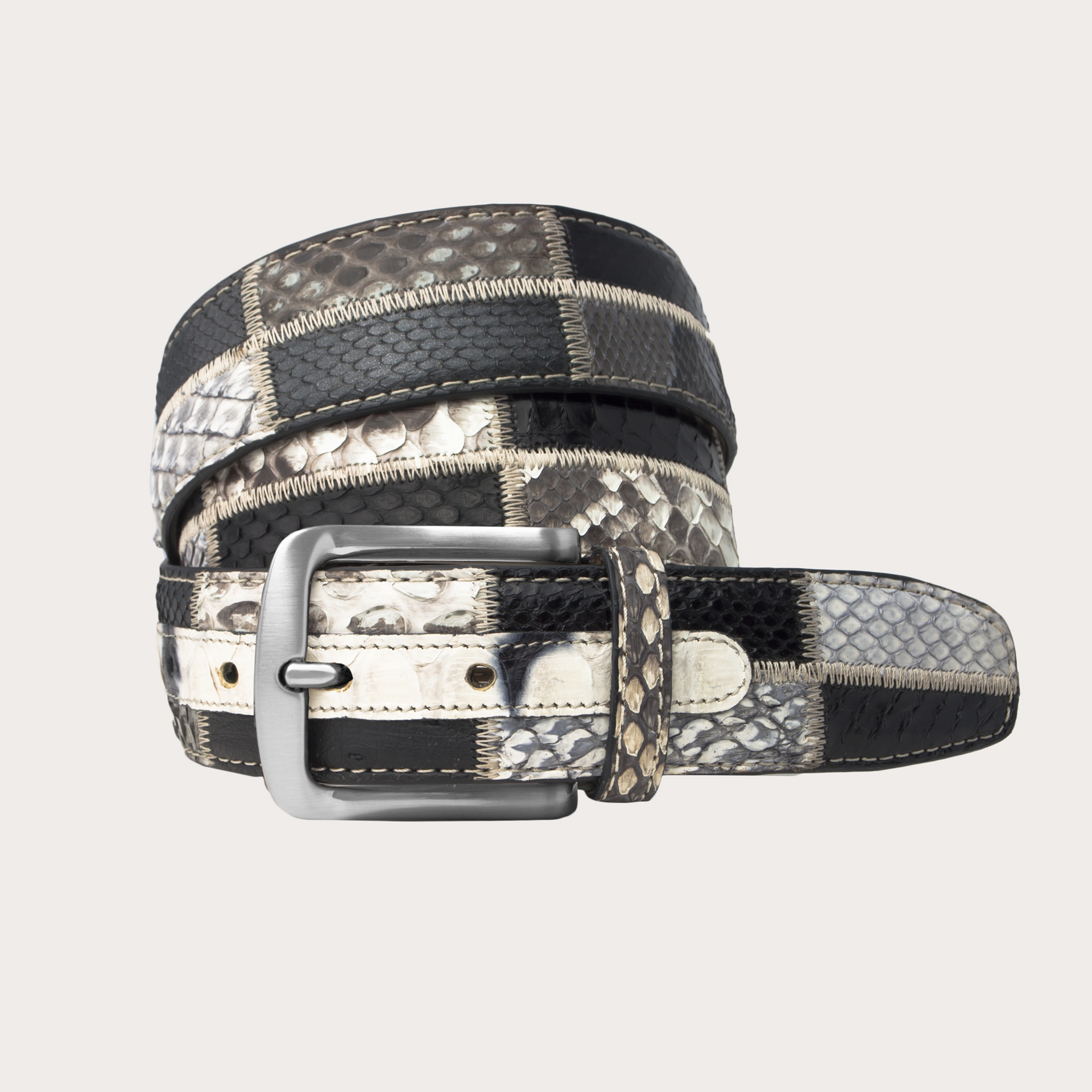 pushlock tote patchwork python large Images High... Gürtel aus weißem und schwarzem Python-Patchwork | BRUCLE Made in Italy