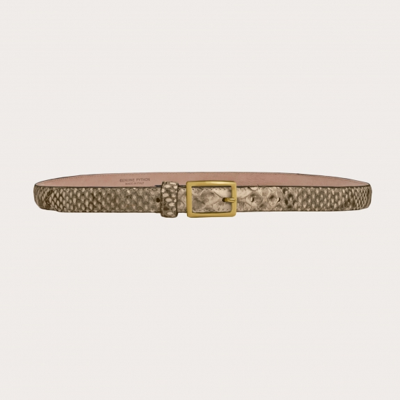 Genuine python women belt, beige