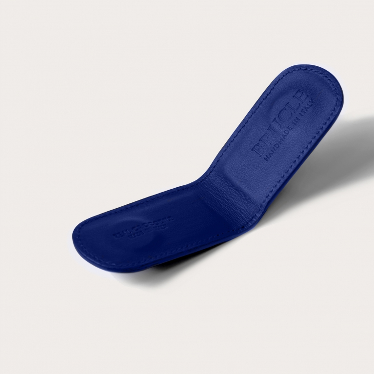 Refined money clip in square scale crocodile leather, Caribbean blue