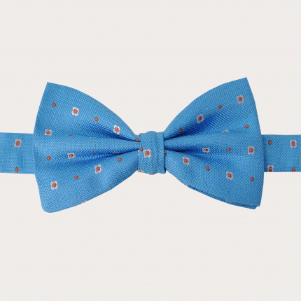 Jacquard Silk Pre-tied Bow Tie, light blue with flowers