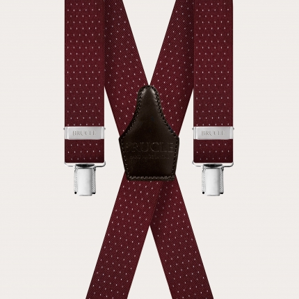 Braces Elastic X Suspenders bordeaux dots