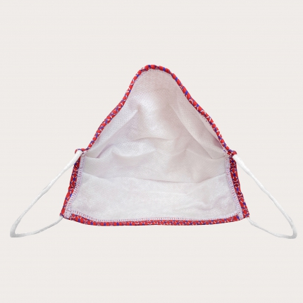 Fashion protective fabric mask, silk, red with sea knots