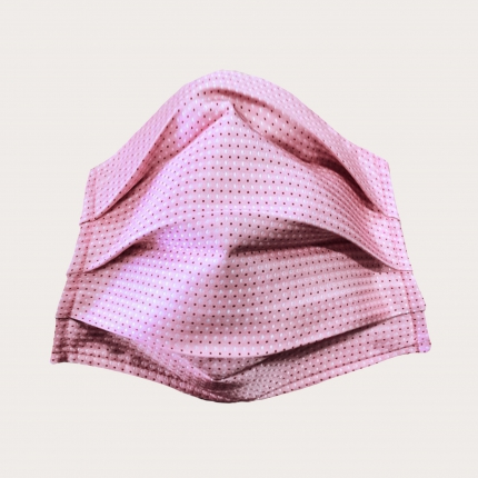Wiederverwendbare stoffmaske seiden, rosa punkte design