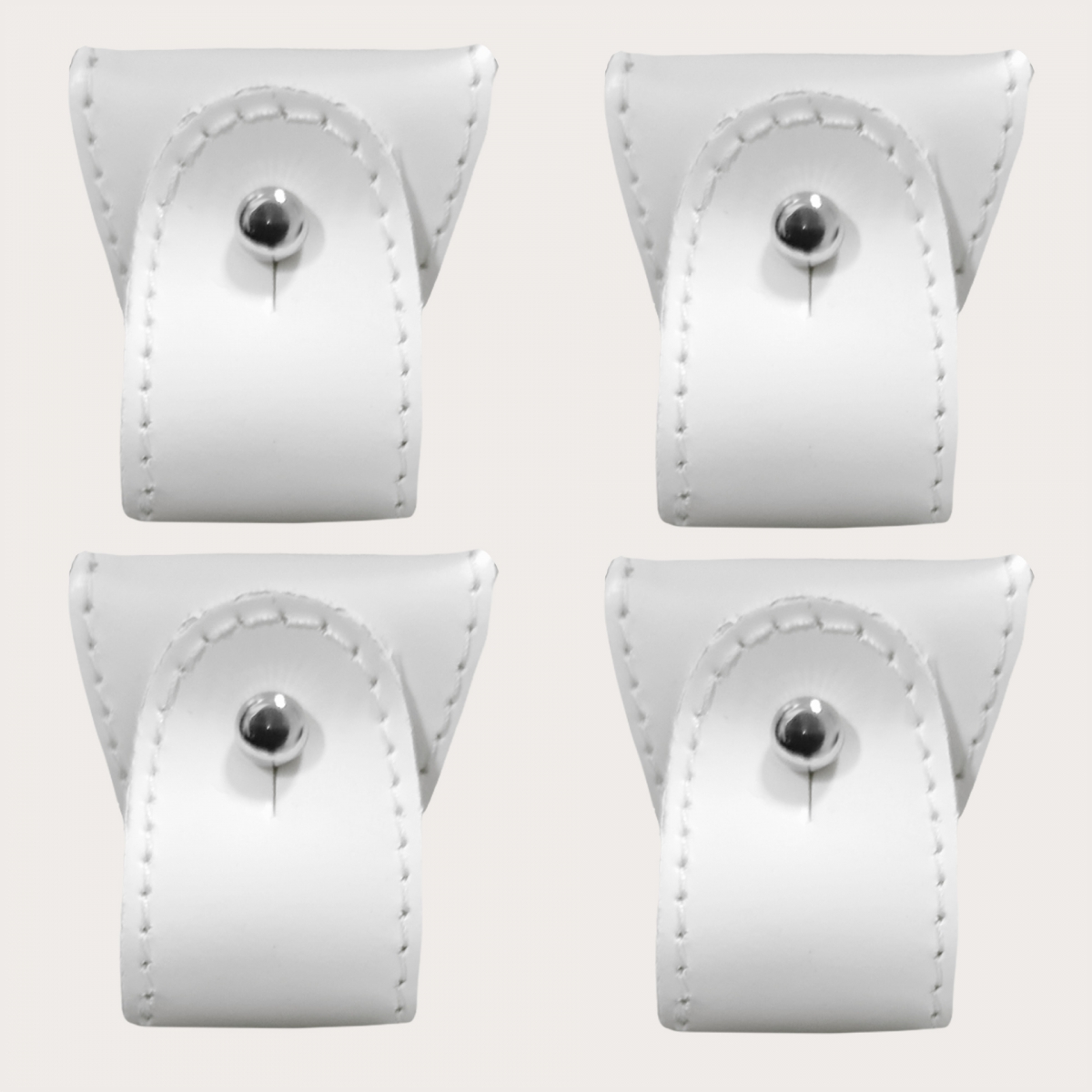 BRUCLE Replacement set of leather ends for dual use suspenders, 4 pcs., white