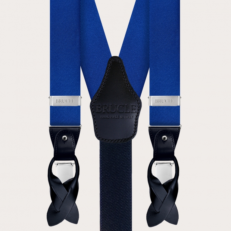 Formal Y-shape tubular suspenders, blue