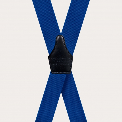 X-shape elastic suspenders with clips, royal blue