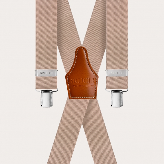 BRUCLE Nickel free X-shape suspenders, beige