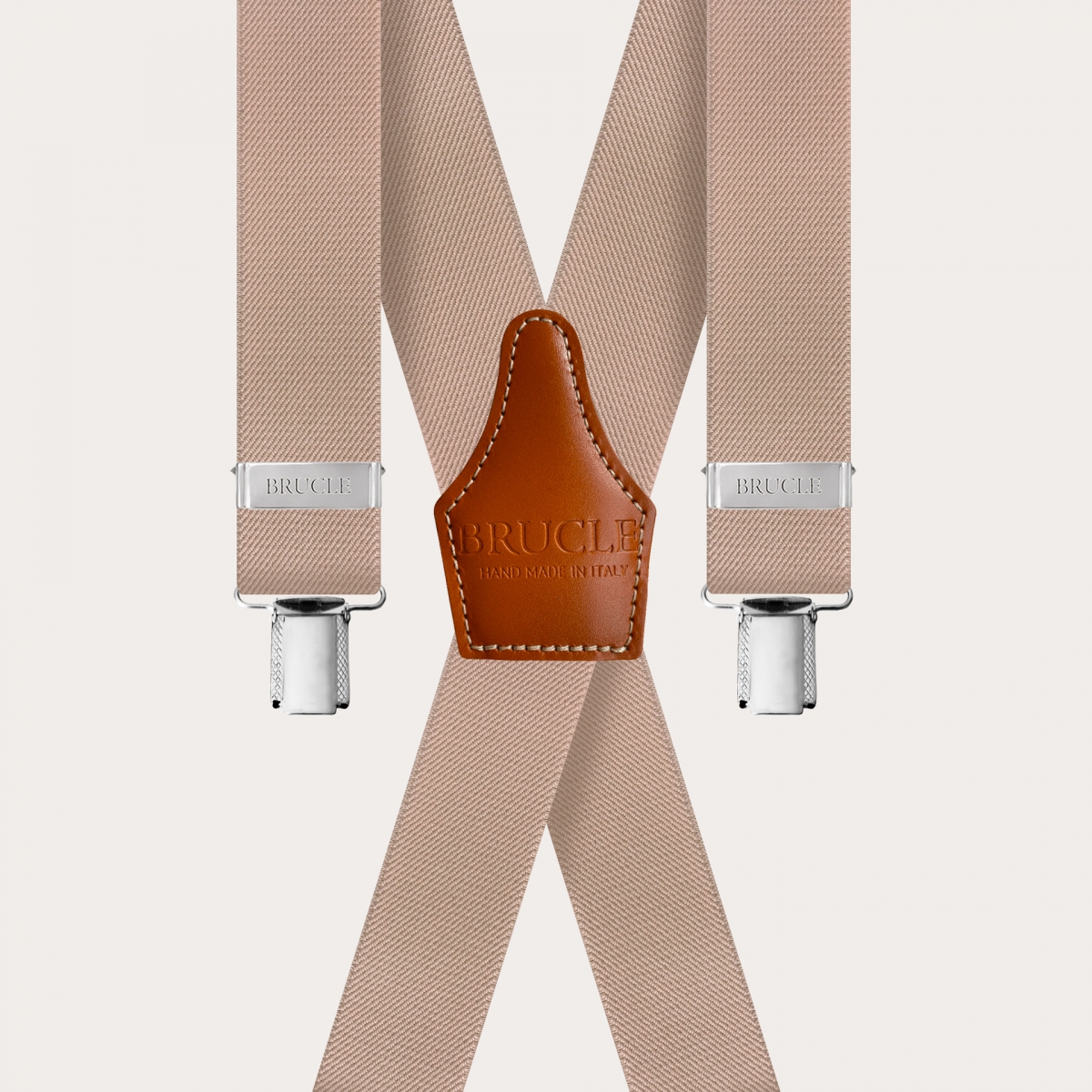 BRUCLE Nickel free X-shape suspenders, beige