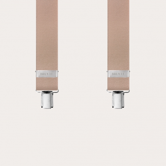 BRUCLE Nickel free X-shape suspenders, beige
