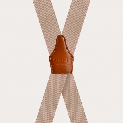 Nickel free X-shape suspenders, beige
