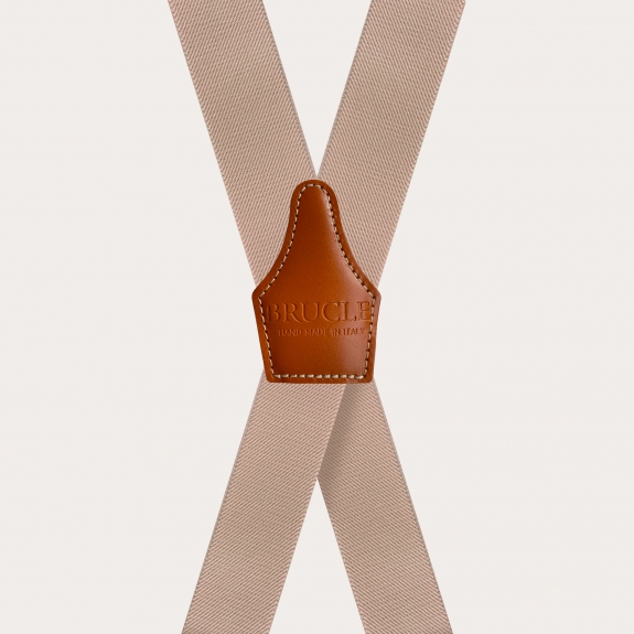 BRUCLE Nickel free X-shape suspenders, beige