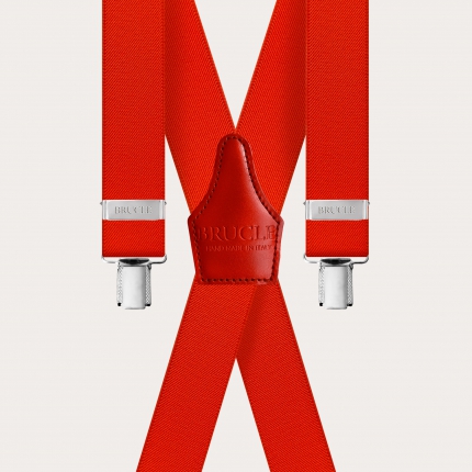 X-shape elastic suspenders with clips, red