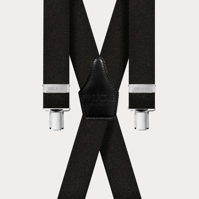 X-shape elastic suspenders with clips, black