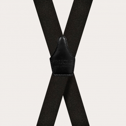 X-shape elastic suspenders with clips, black